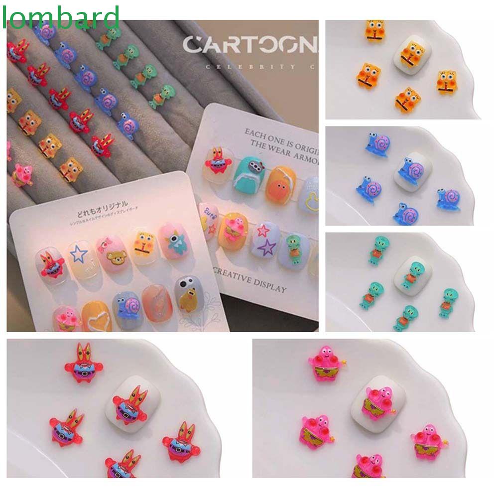Phụ Kiện Trang Trí Móng Tay Họa Tiết Hoạt Hình SpongeBob Đính Đá Nhiều Màu Xinh Xắn Cho Nữ