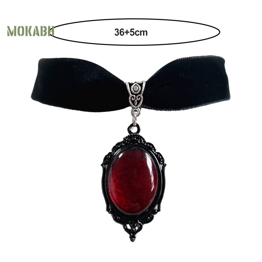 [Mok Abh] Vòng Cổ Choker Dây Nhung Mặt Hình Giọt Nước Phong Cách Gothic Cổ Điển Có Thể Điều Chỉnh Kích Cỡ