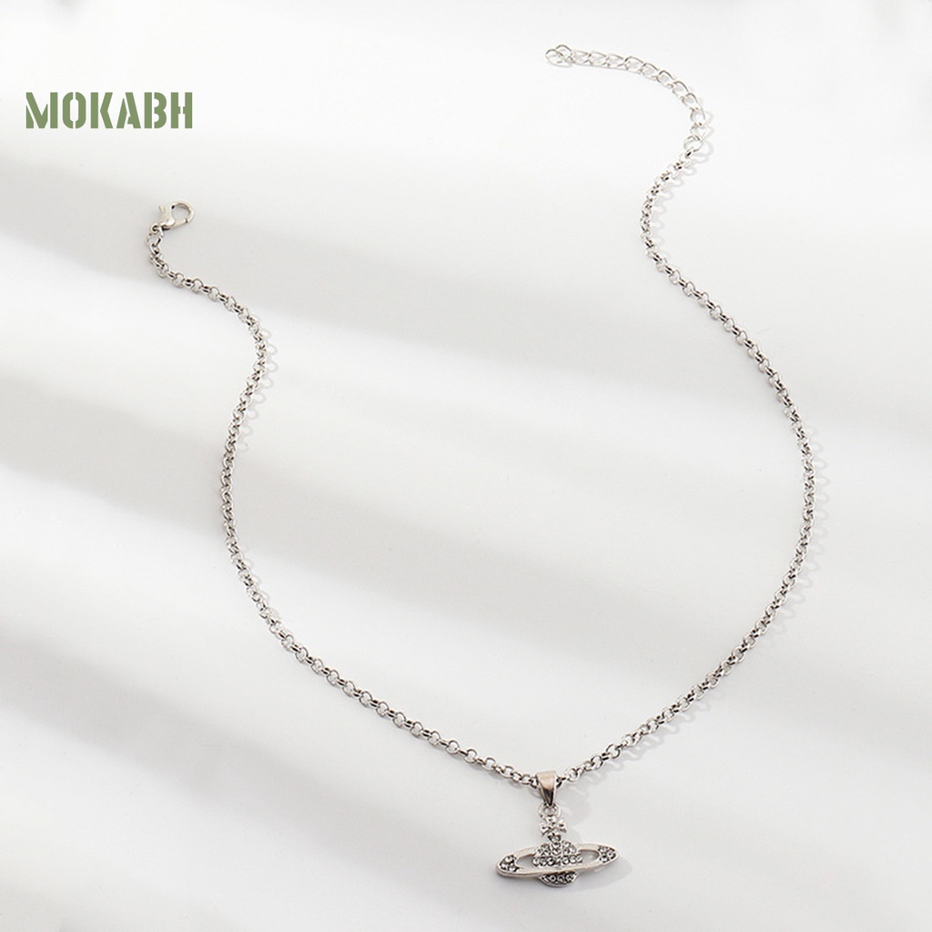 [Mok Abh] Vòng cổ Mặt Hình Hành Tinh Đính Kim Cương Giả Ngắn Chống Oxy Hóa Có Thể Điều Chỉnh Trang Phục Nữ