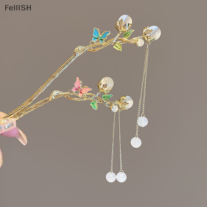 Kẹp Tóc Hình Bướm Đính Pha Lê Tua Rua Phong Cách Thời Trang 439br