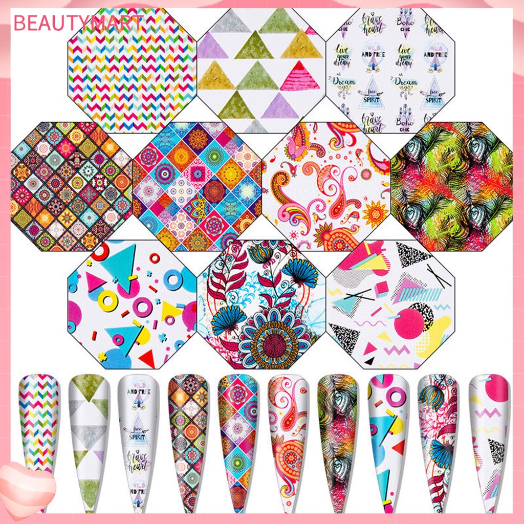 Set 10 Miếng Dán Trang Trí Móng Tay Siêu Nhẹ Dễ Sử Dụng