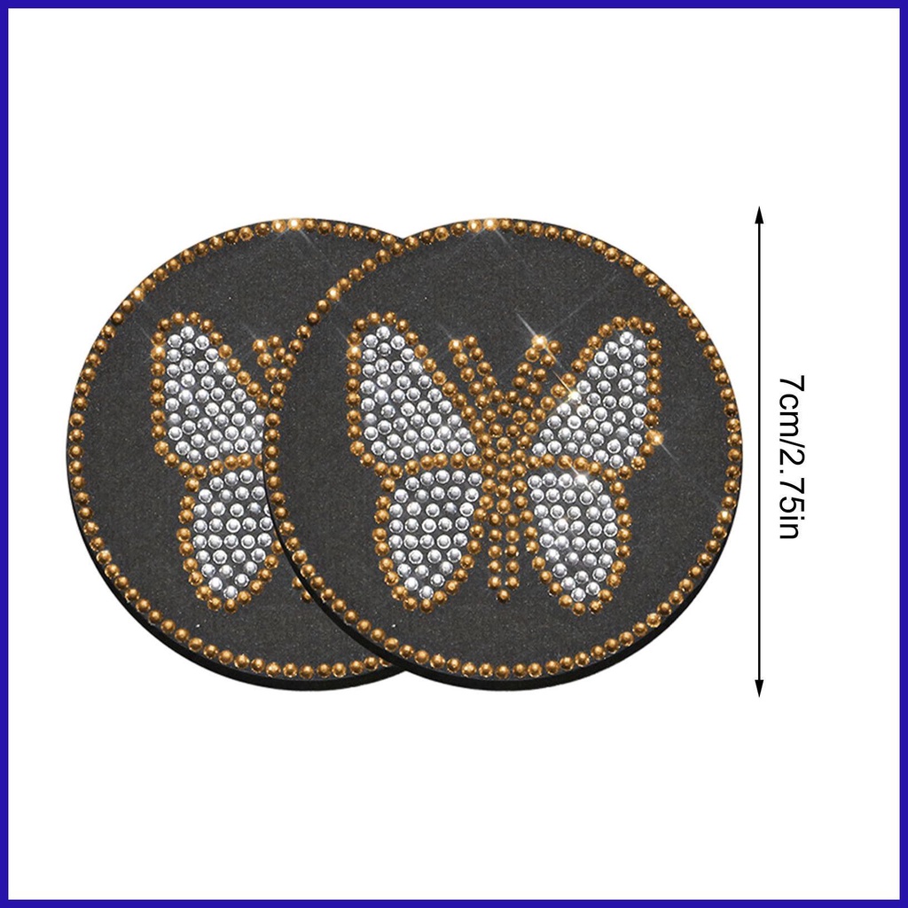 Đế Lót Ly Dày Cách Nhiệt Chống Trượt Hình Bướm Lấp Lánh Thông Dụng Cho Xe Hơi