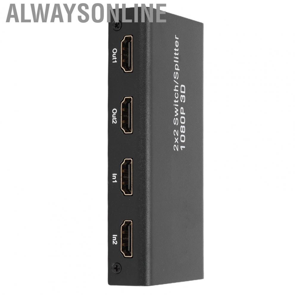 Alwaysonline 1080P 60Hz Video Splitter  2 in Out 2.25G Gbps 225MHz HD Multimedia Interface Switch for TV Game Console