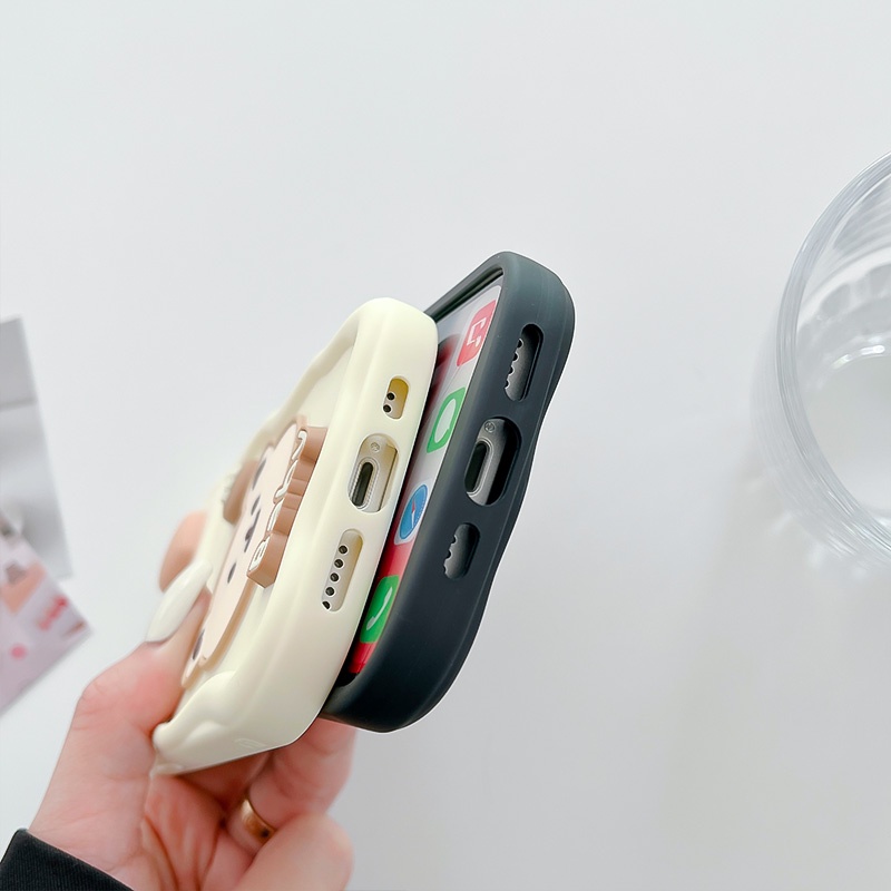 Ốp Điện Thoại TPU Mềm Chống Sốc Hình Gấu Thỏ 3D Cho IPhone 14 13 12 11 Pro Max