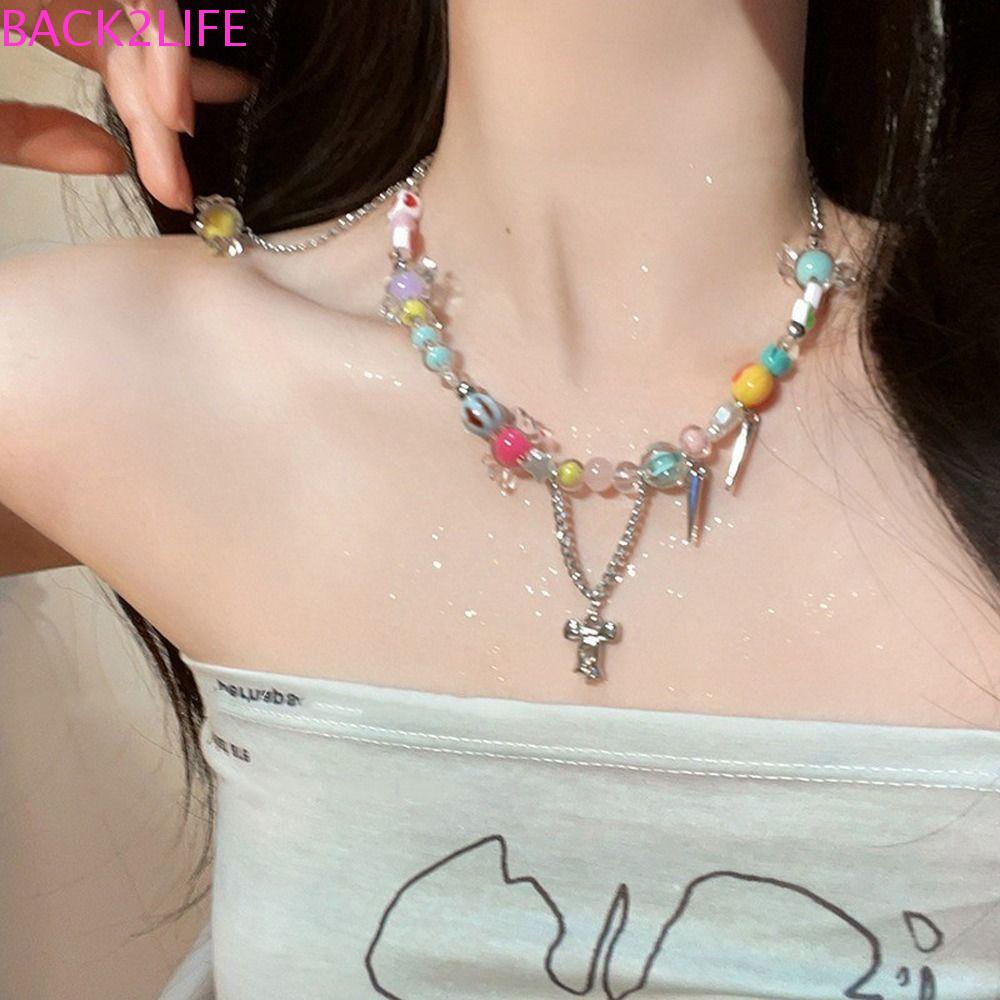 BACK2LIFE Vòng cổ Hạt Nhựa Nhiều Màu Sắc Xinh Xắn Cho Nữ