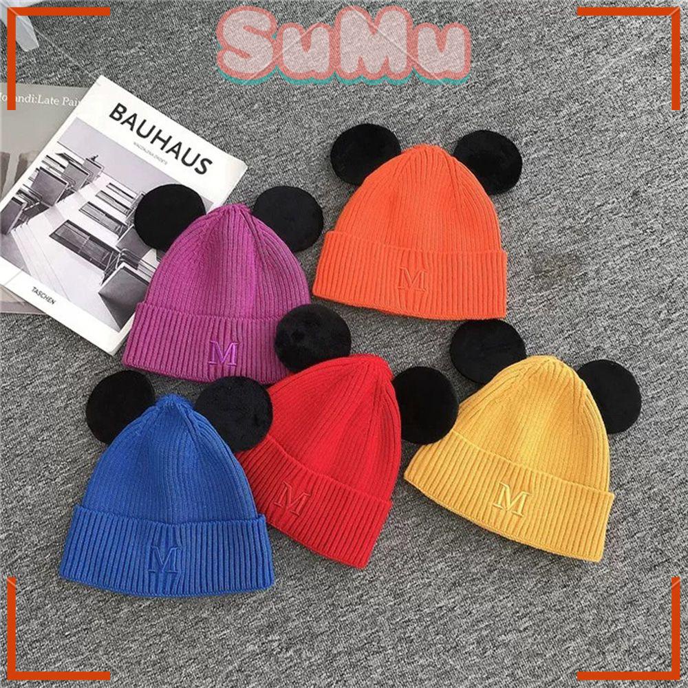 SUMU Nón Tai Bèo Dày Dặn Ấm Áp Co Giãn Tốt Thêu Họa Tiết Dễ Thương