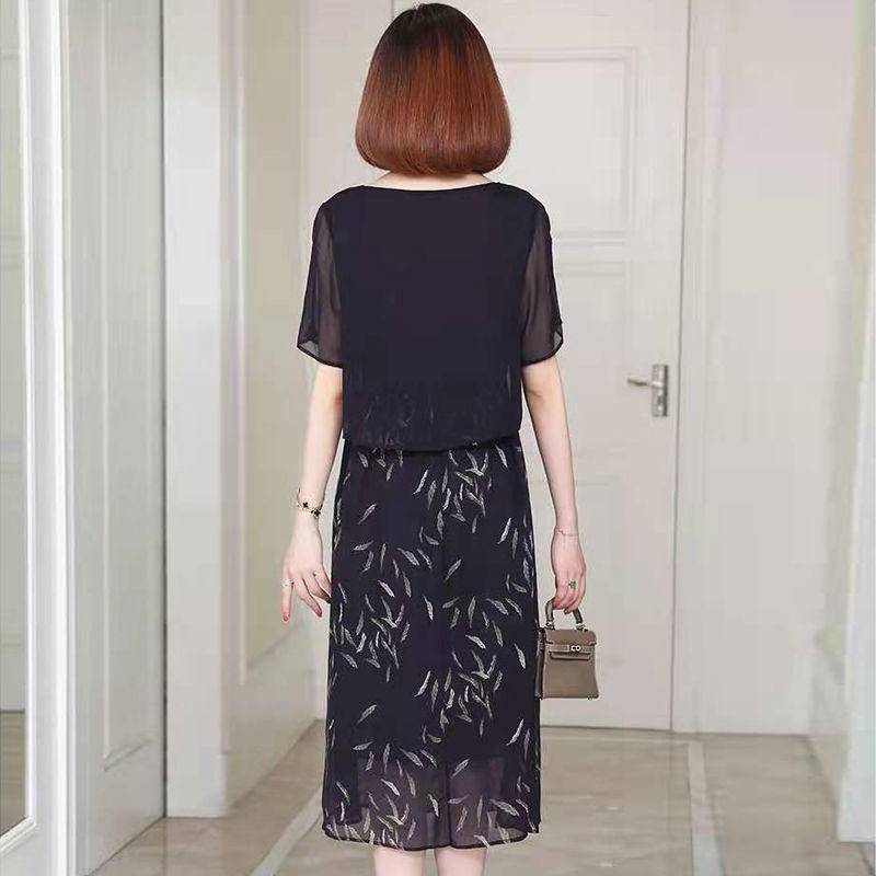 Đầm Voan Giả Hai Mảnh Mùa Hè Cao Cấp Thoải Mái In Họa Tiết Thanh Lịch Kích Thước Lớn Cho Nữ Trung Niên @