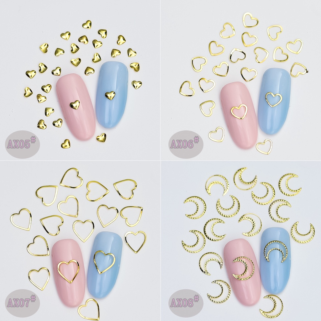 Bộ 500 / 1000 Đinh Tán Kim Loại Hình Bán Nguyệt / Tròn / Ngôi Sao / Mặt Trăng / Vòng Tròn Trang Sức DIY