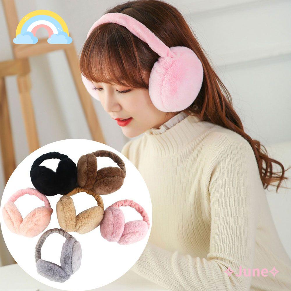 JUNE Chụp Tai Giữ Ấm Mùa Đông Mềm Mại Gấp Gọn Tiện Lợi Sự Bảo