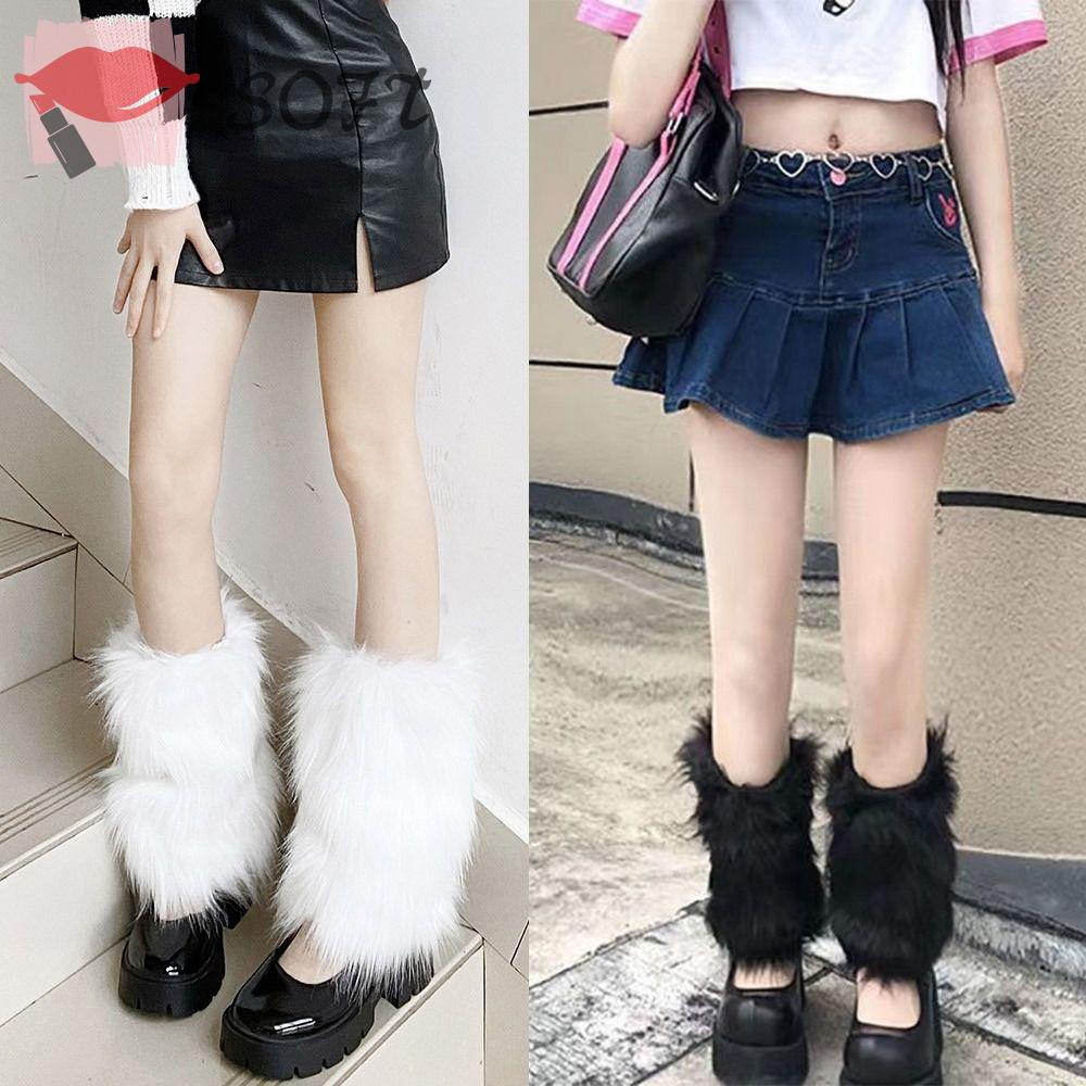 SOFTNESS Tất Đầu Gối Phối Lông Thú Phong Cách Lolita