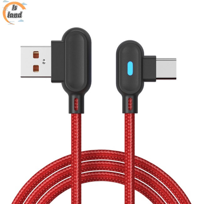 Dây Cáp Sạc Nhanh Truyền Dữ Liệu Type-c 90 Độ Có Đèn Phát Sáng Cho Điện Thoại Di Động
