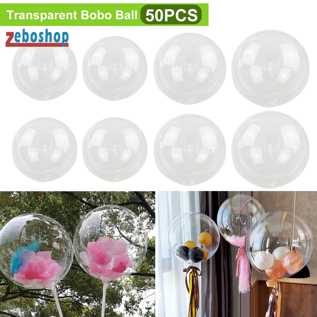 Set 50 Bong Bóng TPU Trong Suốt Độ Co Giãn Cao Dùng Trang Trí Tiệc Cưới / Sinh Nhật