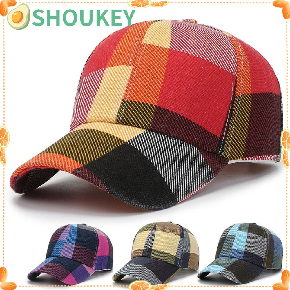 SHOUKEY Mũ Lưỡi Trai Chống Nắng Họa Tiết Sọc Caro Thời Trang Xuân Hè