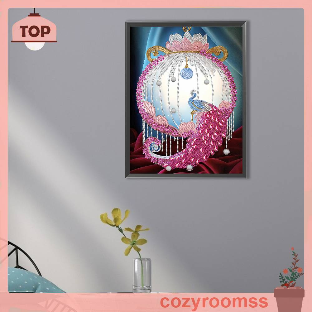 Tranh Đính Đá Hình Chim Công 5D Nghệ Thuật Tự Làm Thủ Công Treo Trang Trí Nội Thất