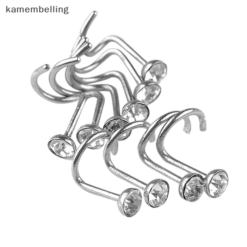 Set 10 Khuyên Mũi Thép Không Gỉ Đính Đá Pha Lê kamembelling