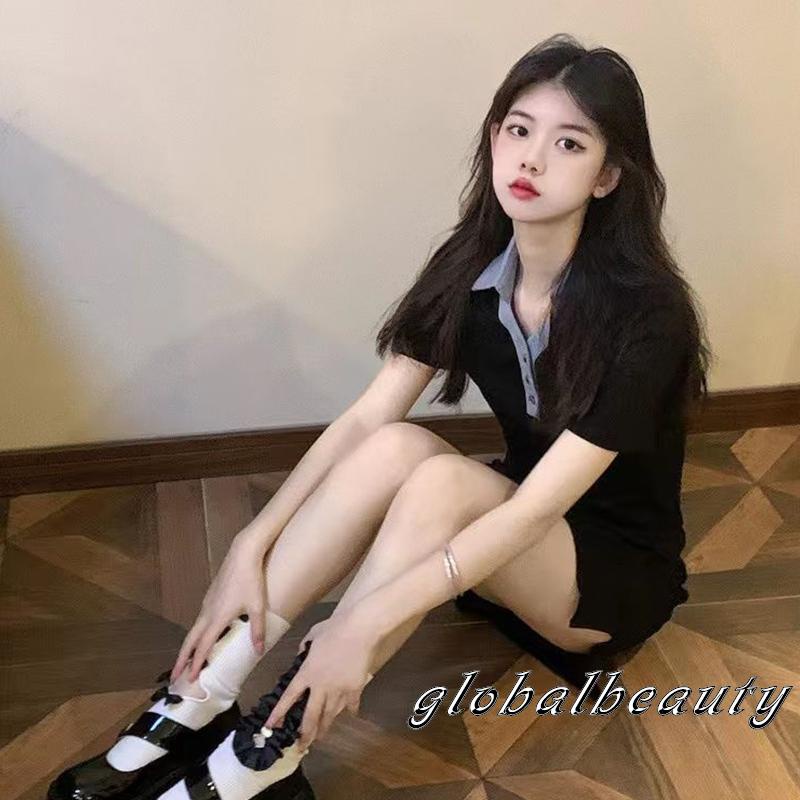 Đầm Ngắn Tay Cổ Bẻ Form Ôm Phong Cách Đường Phố Thời Trang Mùa Hè