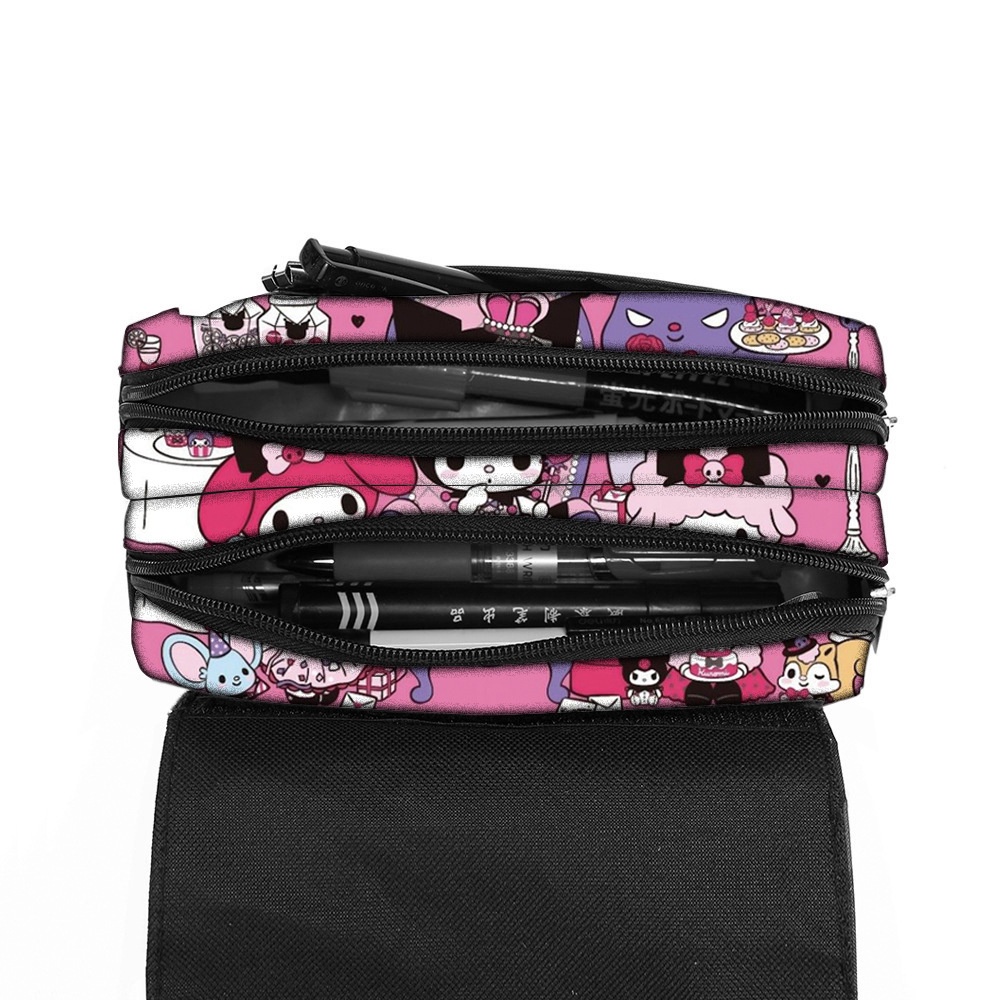 Túi Đựng Bút Hai Lớp Sức Chứa Lớn Họa Tiết Kuromi Hoạt Hình Dễ Thương Sáng Tạo