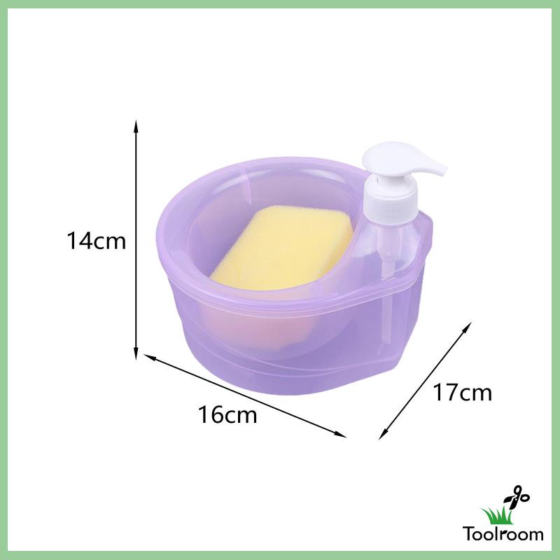 Bình Đựng Xà Phòng Rửa Chén 2 Trong 1 Có Giá Đỡ Bọt Biển 1L Cho Nhà Bếp Quầy Bartop