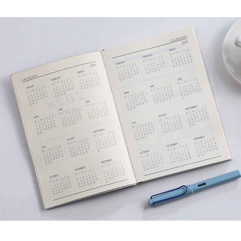 Chương trình nghị sự 2024 A5 English Planner Calendar Daily Planner Notebook 365 ngày Quản lý thời gian Niên giám Văn phòng phẩm