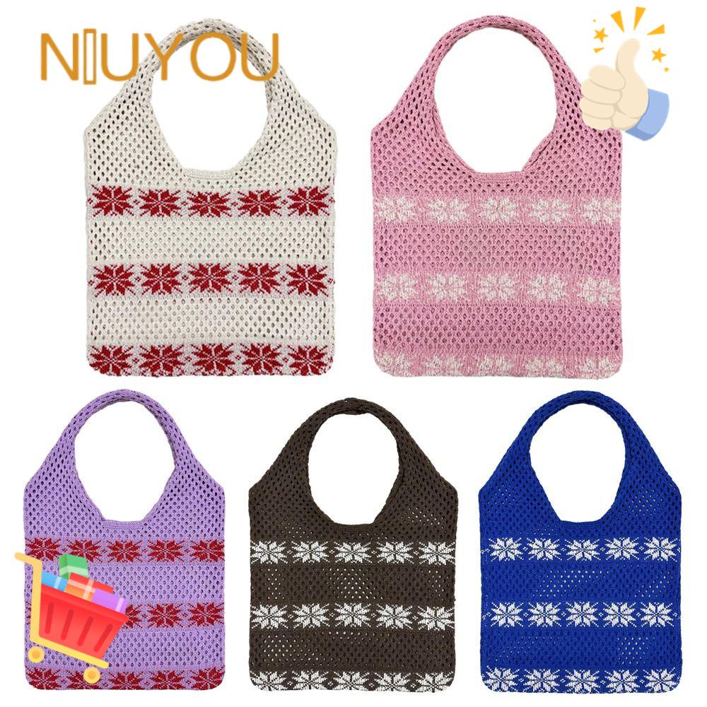 NIUYOU Túi Xách Đeo Vai Họa Tiết Hoa Dung Tích Lớn Thời Trang Cho Nữ