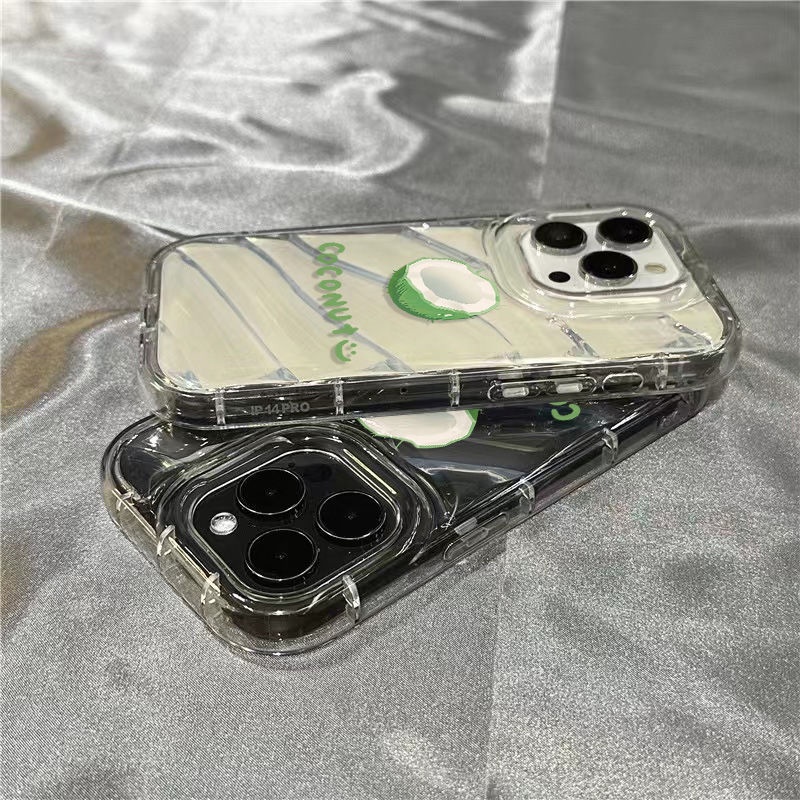 Ốp Điện Thoại Mềm Trong Suốt Họa Tiết Trái Dừa Dễ Thương Cho iPhone14promax 1312 / 11 7 / 8plus xr / sins L6IQ