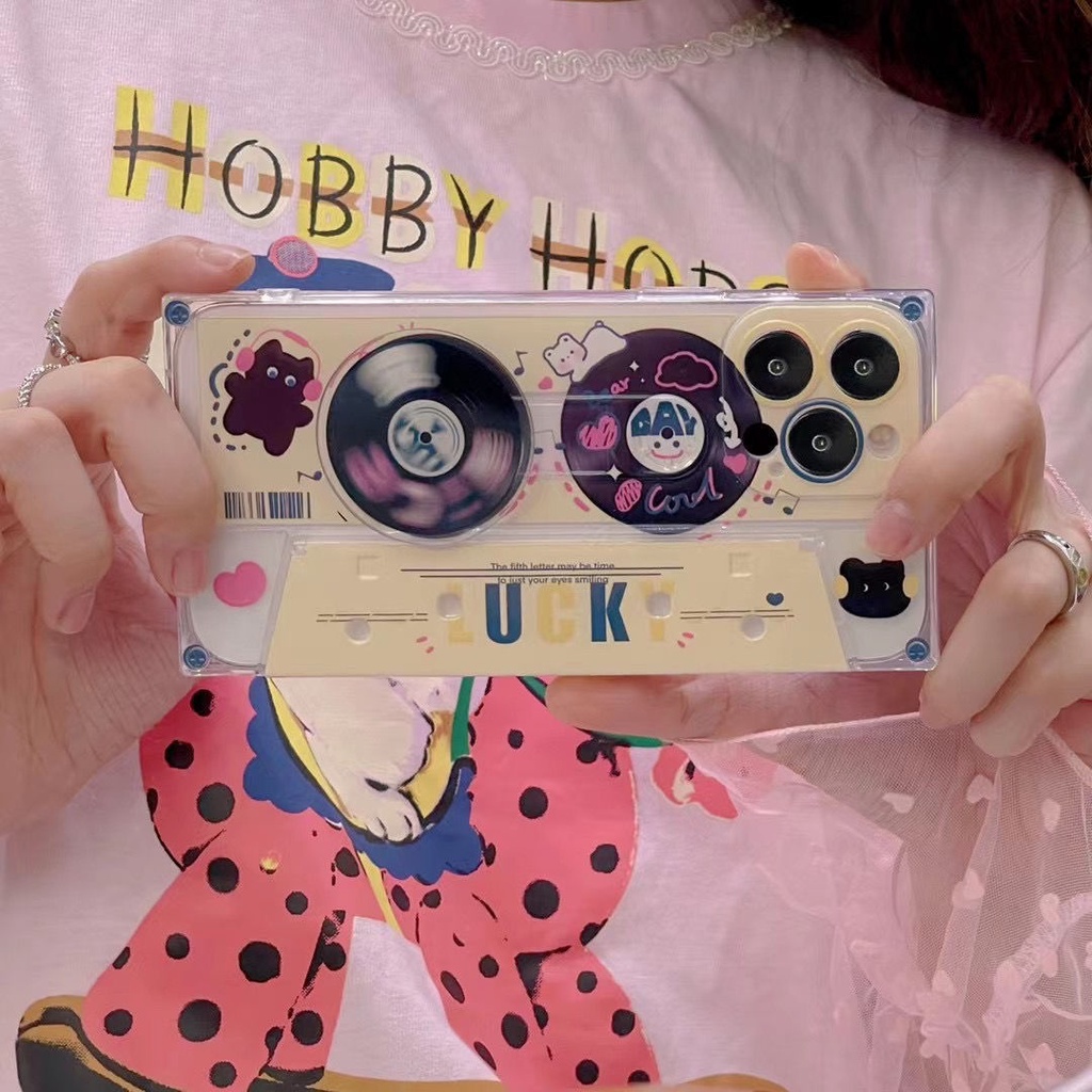 Ốp Điện Thoại Hình Băng Cát Sét Và Chú Gấu Dễ Thương Cho Apple Iphone11 14Promax 1213 V9NR