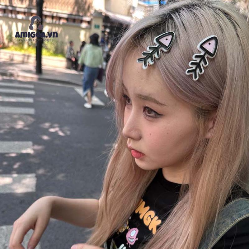 ✨✨Kẹp Tóc Hình Xương Cá Nhỏ Dễ Thương Sáng Tạo Phong Cách niche Ngọt Ngào