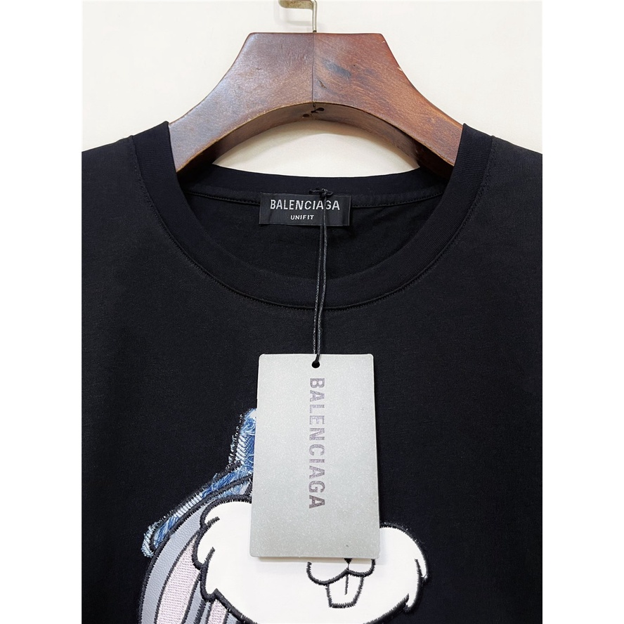 Áo Thun Nam Ngắn Tay Cổ Tròn Thêu Hình Chú Thỏ Balenciag1Aga Size S-4XL