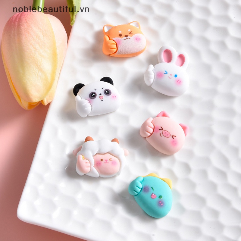 [noblebeautiful] Set 10 Tượng Động Vật Hoạt Hình Mini Bằng Nhựa Resin Trang Trí Điện Thoại / Bánh Kem DIY