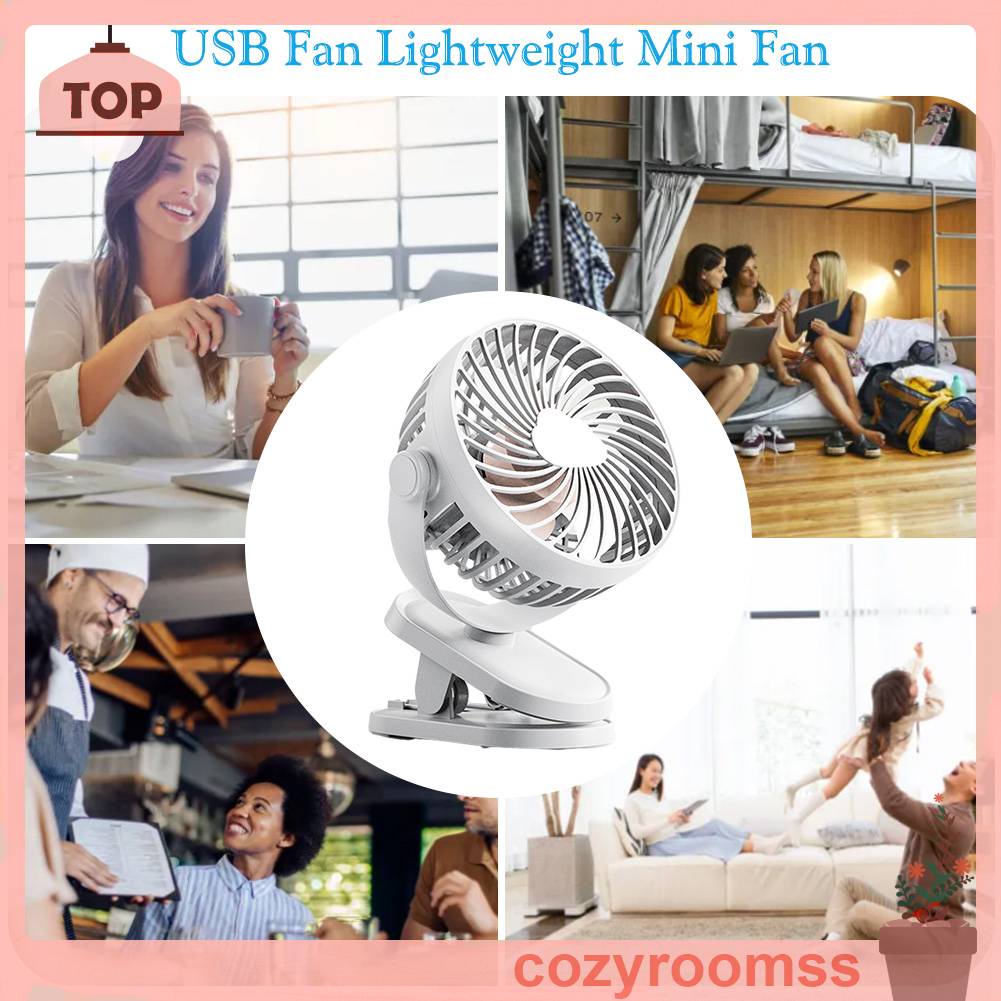 Quạt Điện Để Bàn Dạng Kẹp 3 Tốc Độ Yên Tĩnh 1200mAh Có Cổng Sạc USB Cho Học Sinh