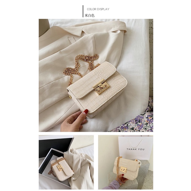 Túi Đeo Chéo Khóa Vuông Nhỏ Thời Trang Hàn Quốc Dành Cho Nữ