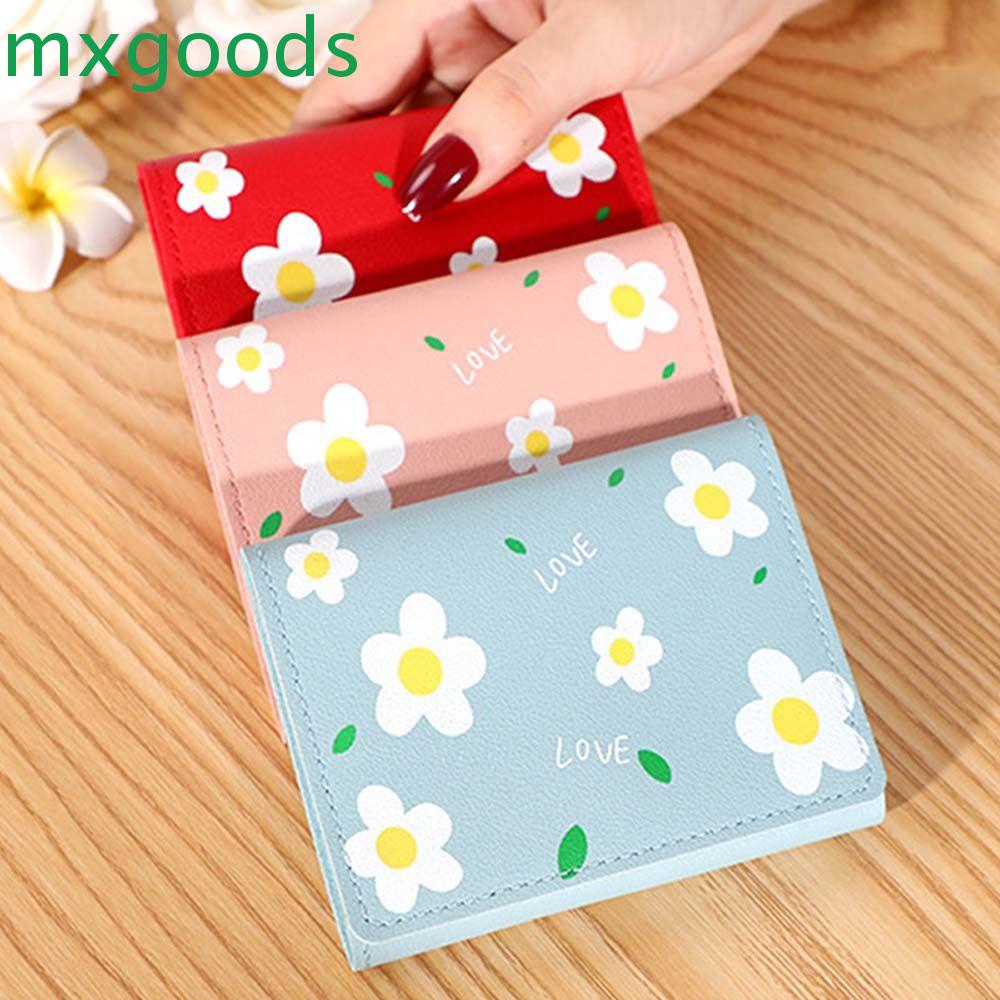 MXGOODS Ví Da PU Dáng Ngắn In Hoa Xinh Xắn Đáng Yêu Cho Bạn Gái Giá Đỡ