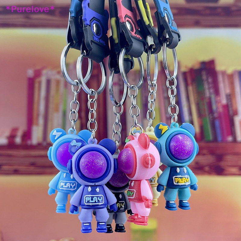 Móc Khóa Hình Gấu Bằng Nhựa PVC Phối Tua Rua Dễ Thương Mới