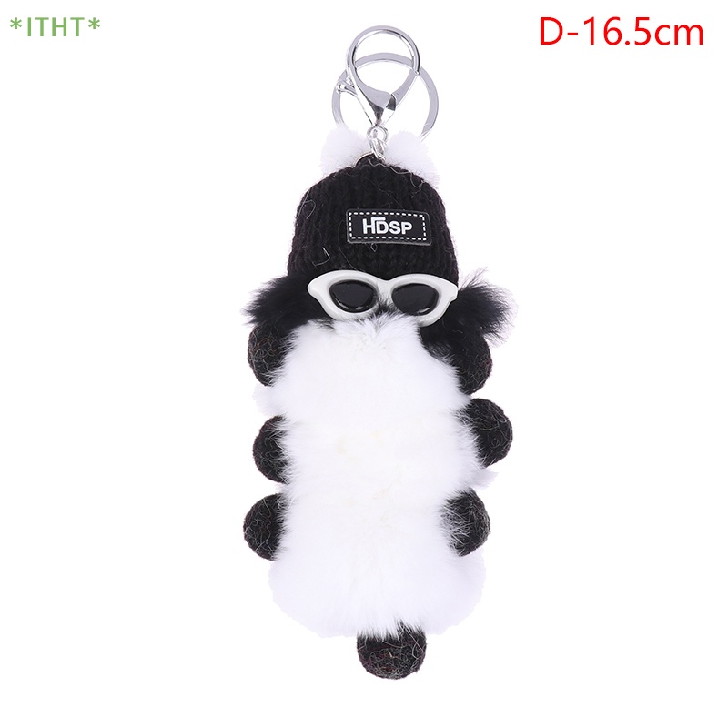 Móc Chìa Khóa Hình Sâu Bướm Phối Lông Thỏ Đáng Yêu Mới