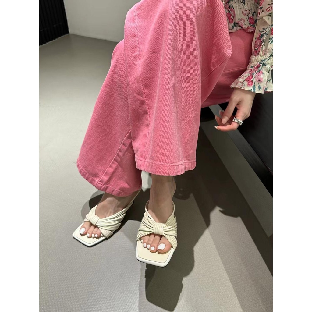 Dép Cao Gót Mũi Vuông Thiết Kế Mới Thời Trang Mùa Hè 2023 Dành Cho Nữ