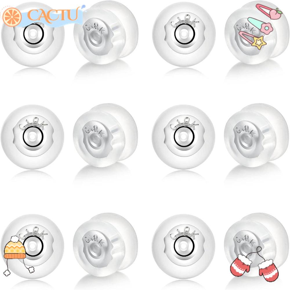 CACTU Khóa An Toàn Bông Tai Bằng Silicon Màu Bạc Cho Nữ