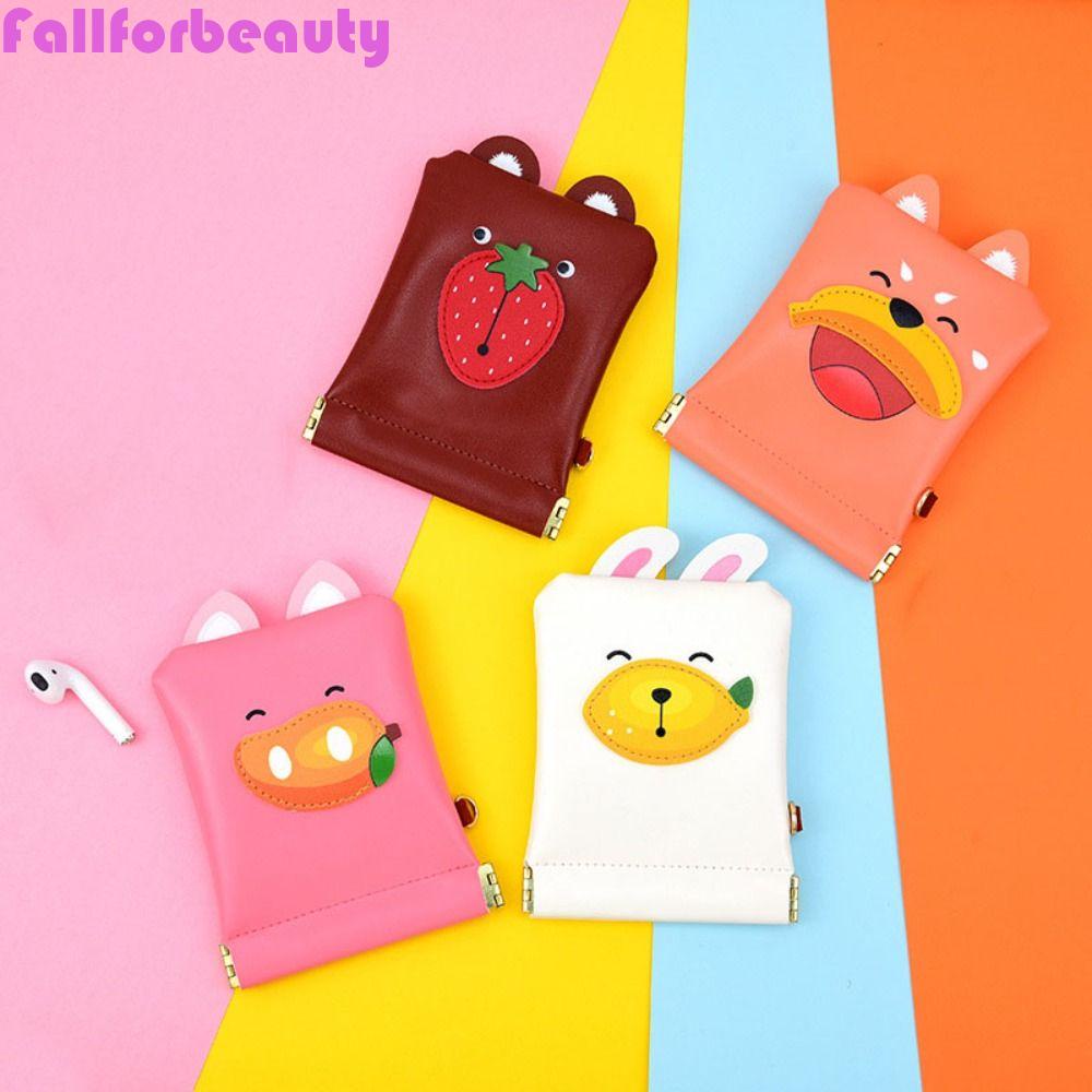 Túi Đựng Mỹ Phẩm / Thẻ Bằng Da PU Hình Vuông Họa Tiết Trái Cây Xinh Xắn