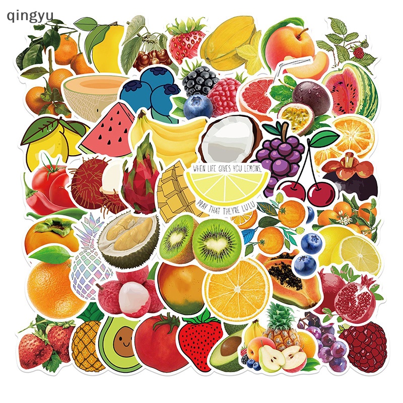 Bộ 50 Miếng Dán Trang Trí Sổ Tay / Xe Hơi / Laptop Họa Tiết Trái Dâu Graffiti DIY