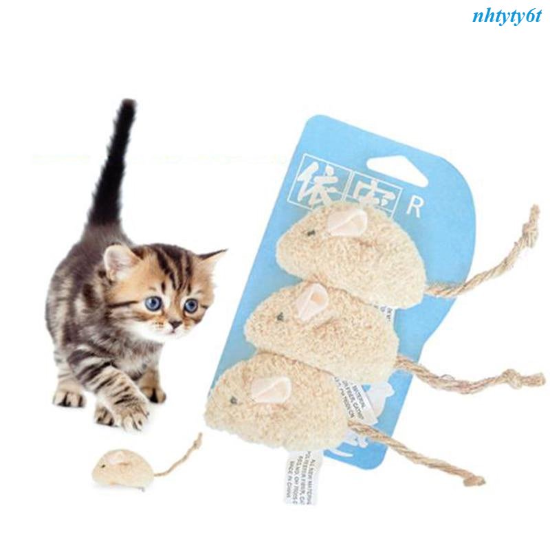 Bộ 3 Chuột Nhồi Bông Phát Ra Âm Thanh Vui Nhộn Cho Mèo Cưng