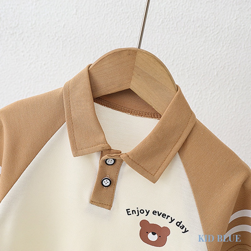 Áo Thun Cotton Ngắn Tay Thoáng Khí Có Cổ Hình Gấu Đính Hạt Phong Cách Mới Cho Trẻ Em