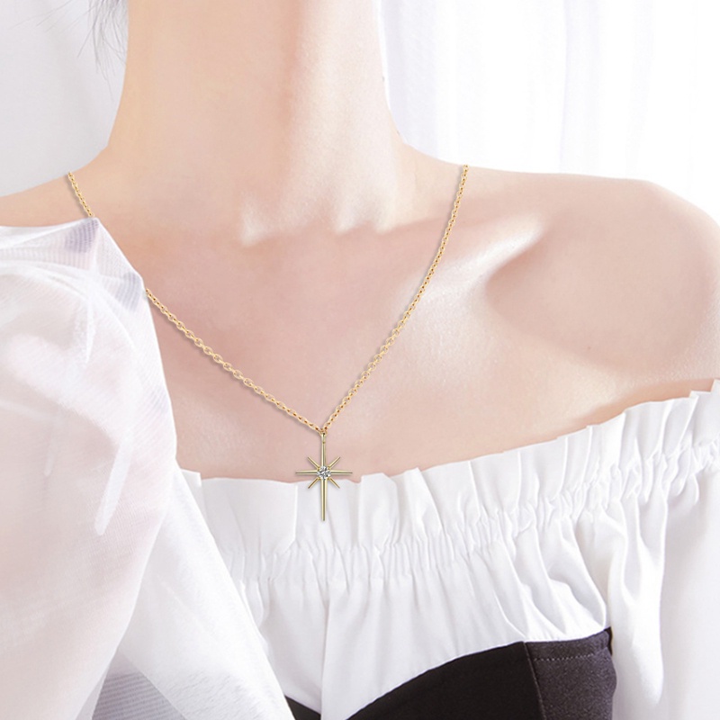 Vòng cổ Mạ Vàng 14K Mặt Hình Ngôi Sao Đính Đá Thời Trang Cho Nữ