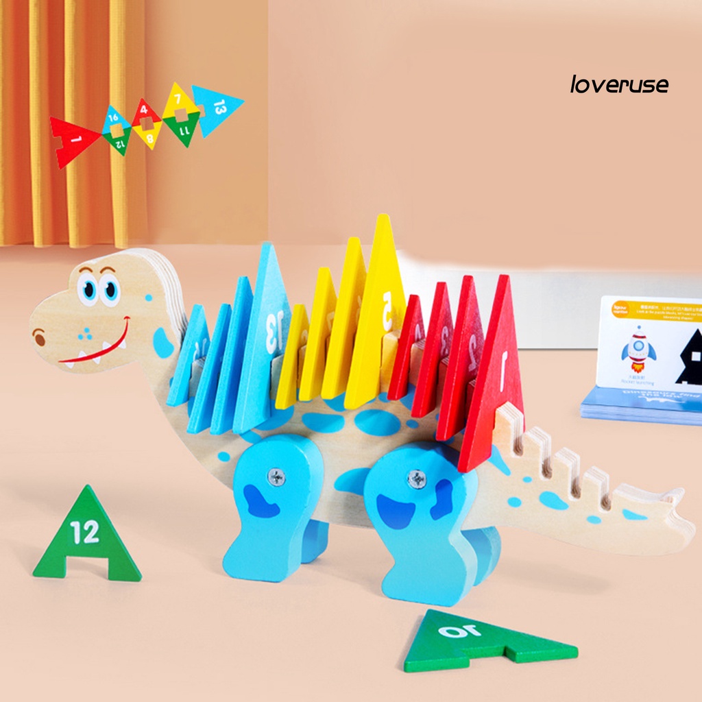 1 Bộ Đồ Chơi Xếp Hình Khủng Long Bằng Gỗ Nhận Biết Màu Sắc Dành Cho Trẻ Mẫu Giáo