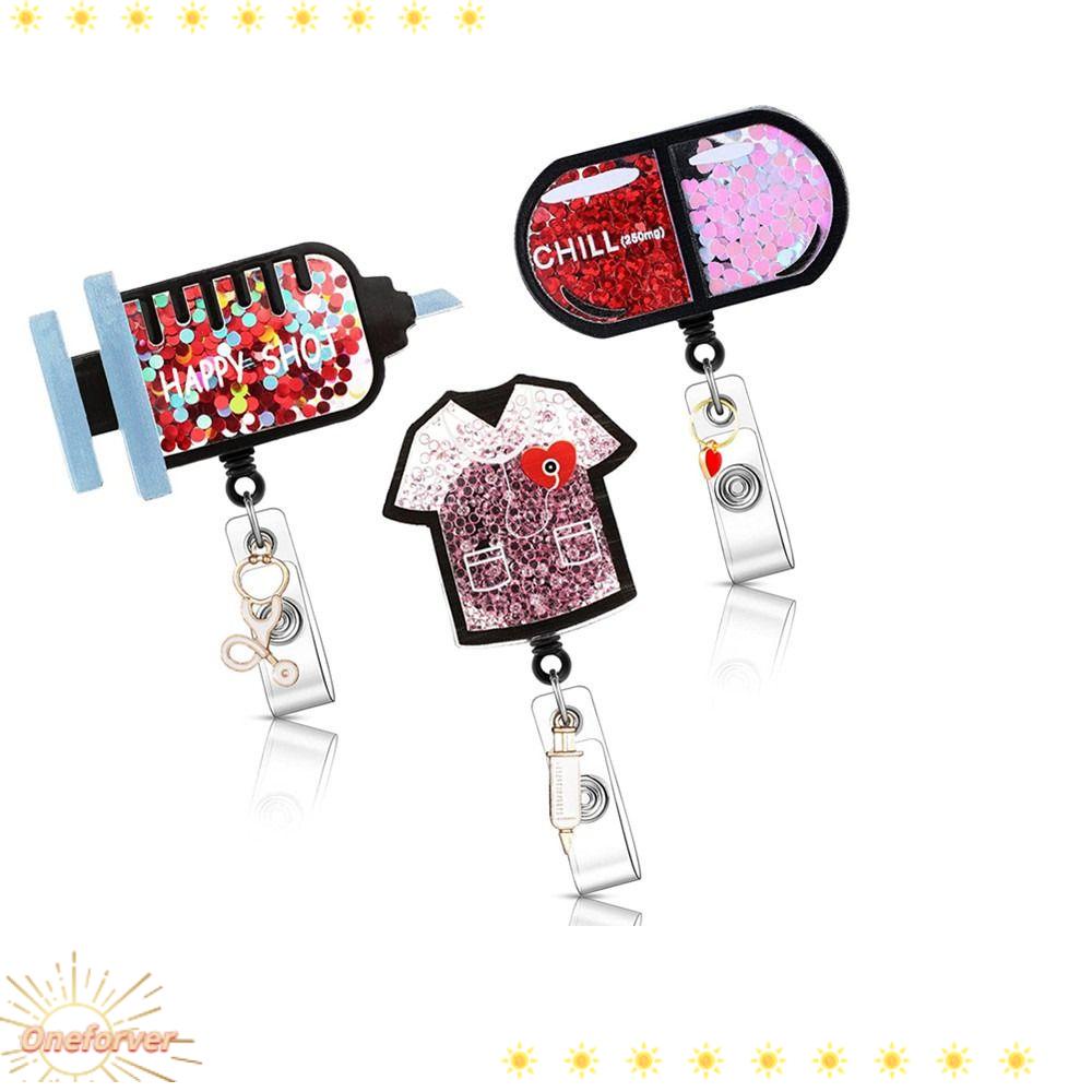 FOREVER Set 3 Móc Chìa Khóa Có Thể Thu Gọn Bằng ABS Đựng Thẻ Id Tiện Dụng Cho Văn Phòng