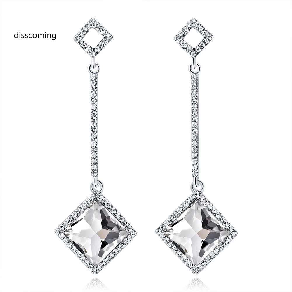 Đầm Nữ Kiểu Dáng Thời Trang Thanh Lịch| Bông Tai Dáng Dài Bằng Hợp Kim Đính Kim Cương Phong Cách Hàn Quốc