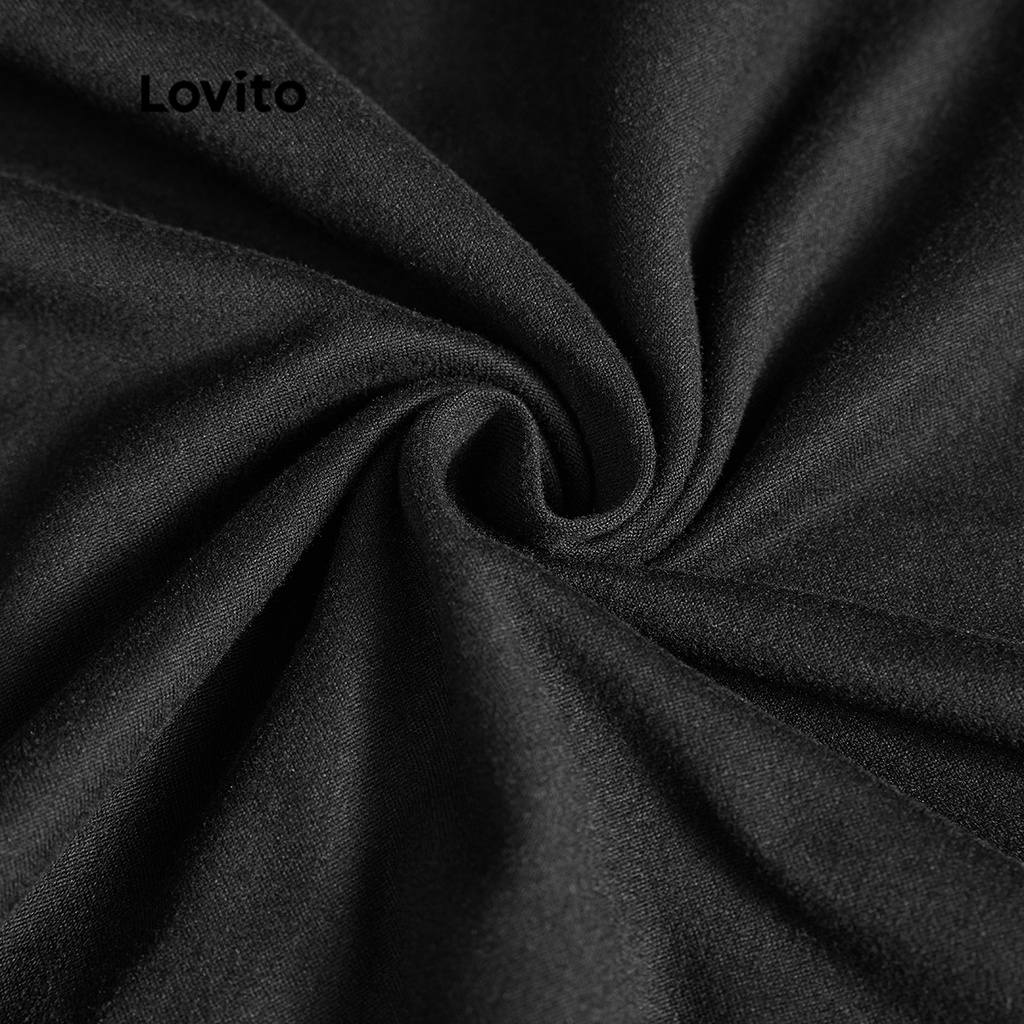 Lovito Đầm Maxi Đuôi Cá Trơn Thanh Lịch Cho Nữ L56ED125 (Đen)