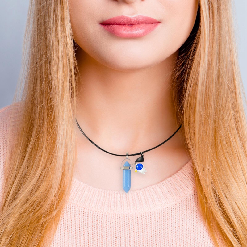 Ygt Set 2 Vòng Cổ Da Mặt Dây Lục Giác Phát Sáng Trong Đêm Cho Cặp Đôi