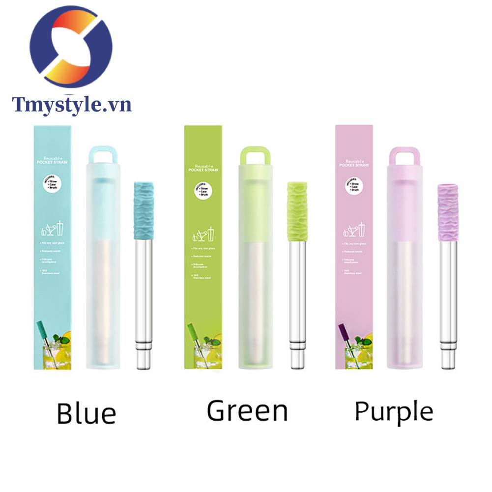 Bộ Ống Hút Inox 304 Có Thể Gấp Gọn Tiện Dụng Kèm Phụ Kiện