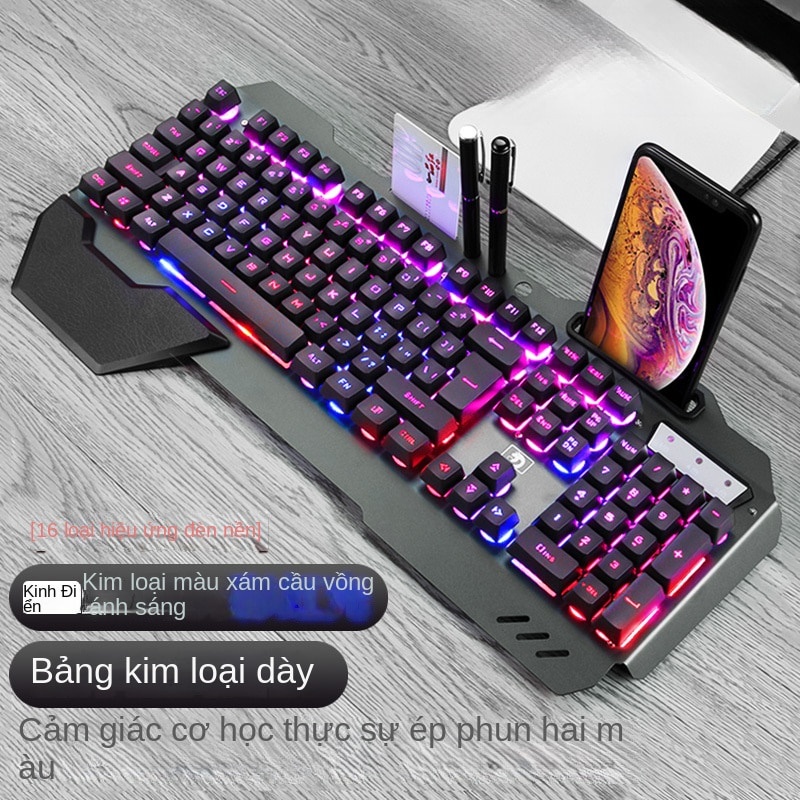 Bàn phím cơ  Bàn phím chơi game có đèn nền RGB có dây 104 phím với khe cắm điện thoại
