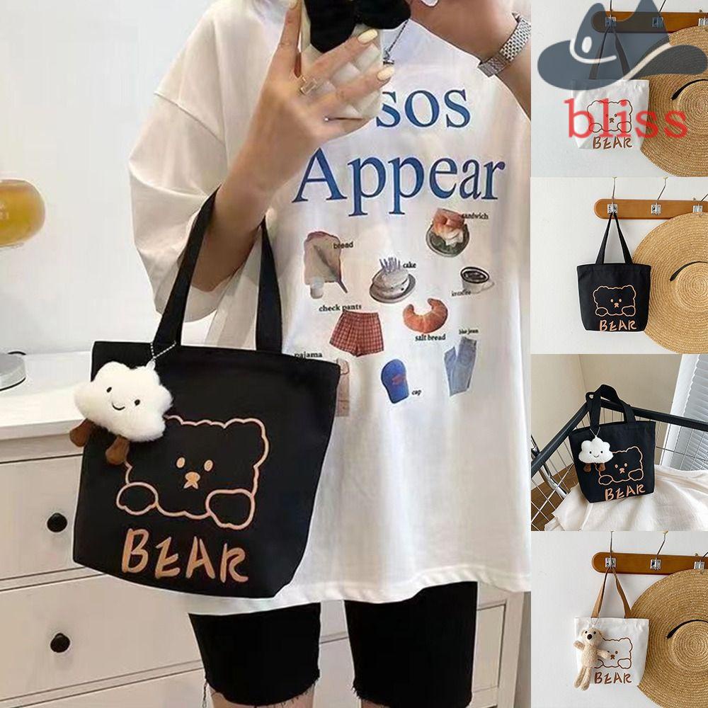 BLISS Túi vải Cỡ Lớn In Họa Tiết Dễ Thương Phong Cách Hàn Quốc Cho Mẹ Bỉm Sữa