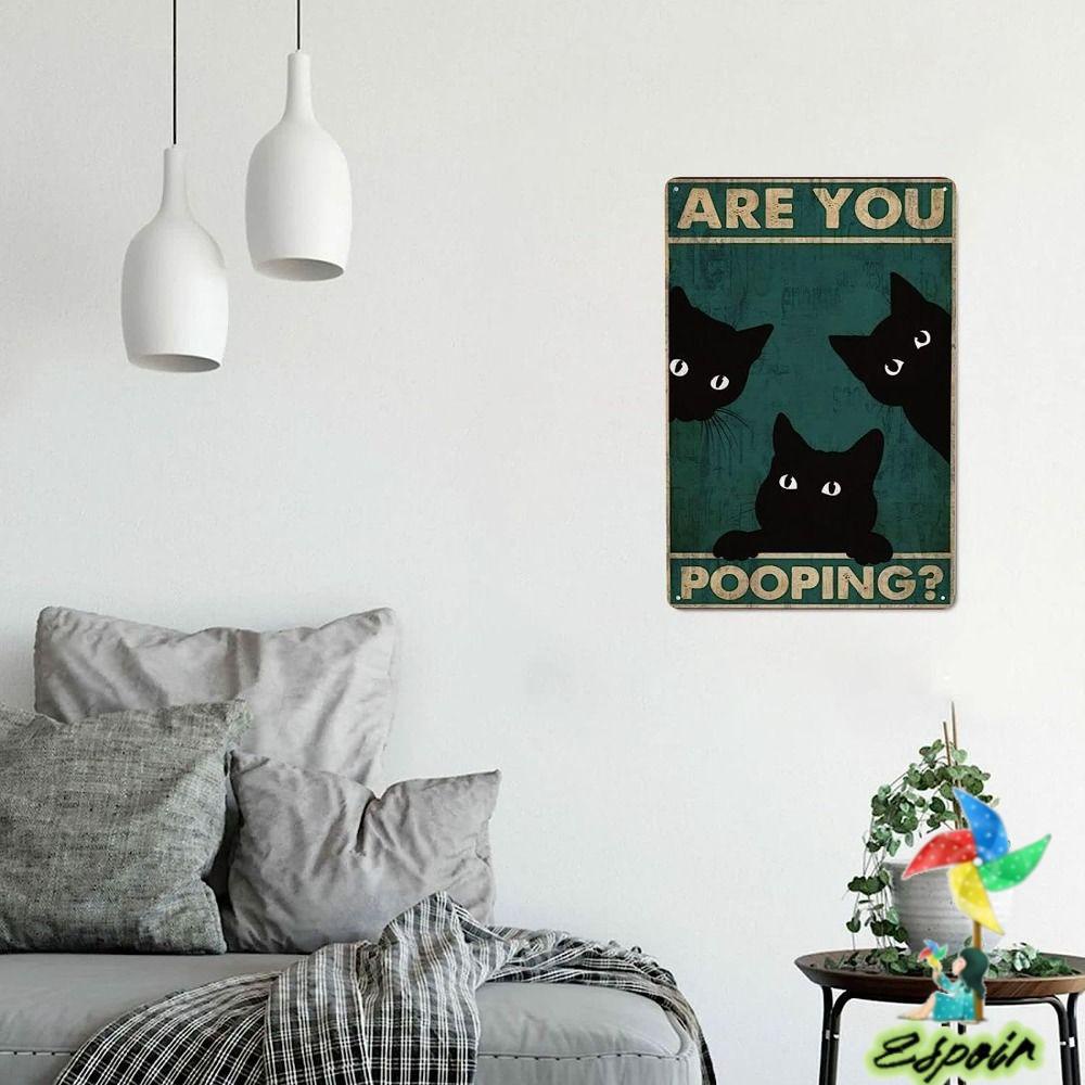 Biển Báo Bằng Kim Loại Kích Thước 8X12 Inch Họa Tiết Mèo Vui Nhộn Trang Trí Phòng Khách / Phòng Tắm